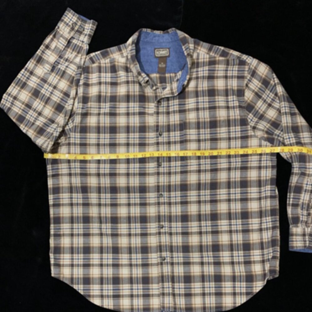 C.E. Schmidt Workwear Men's‎ 2X Heavy Flannel Brown Plaid Work Shirt Cotton